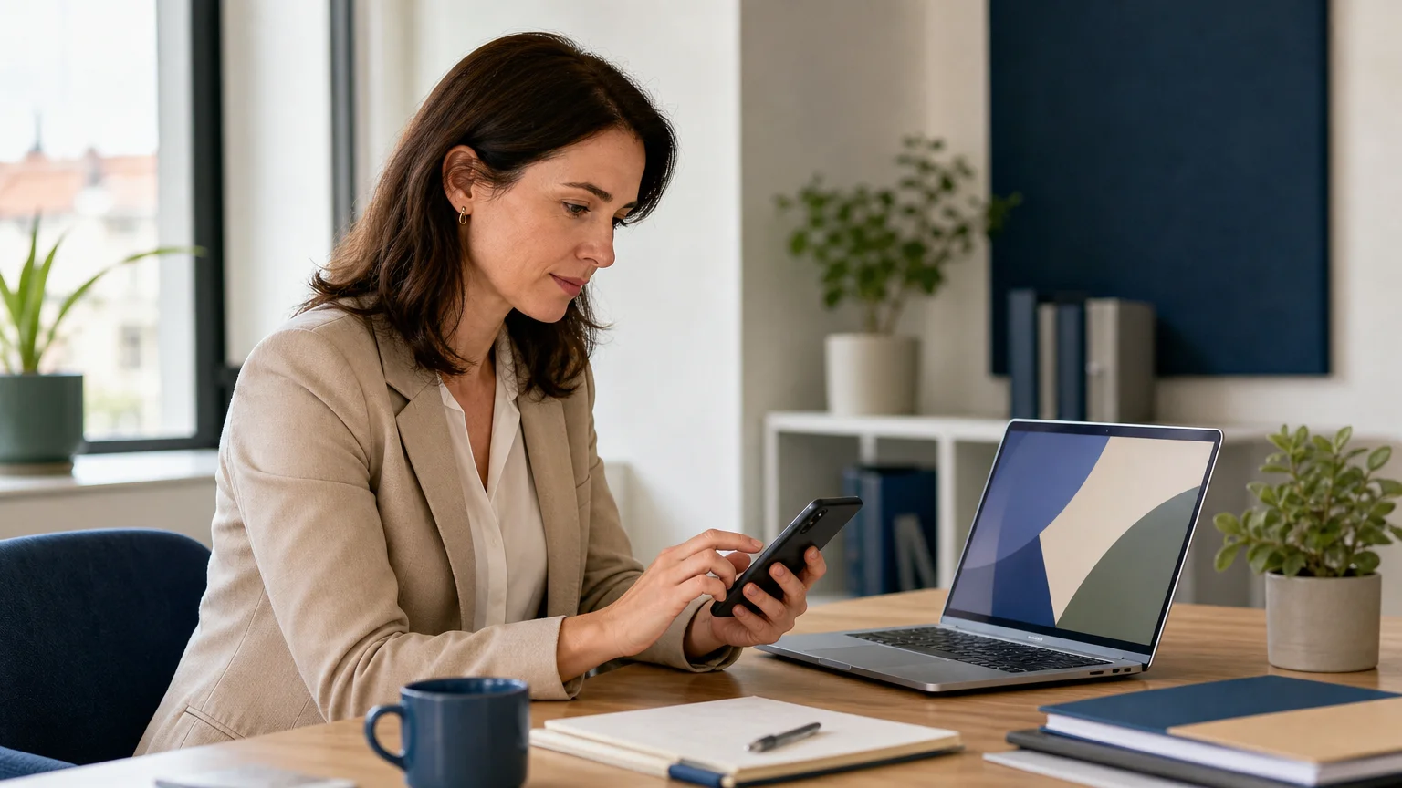 Professionnelle vérifiant l’affichage mobile d’un site web
