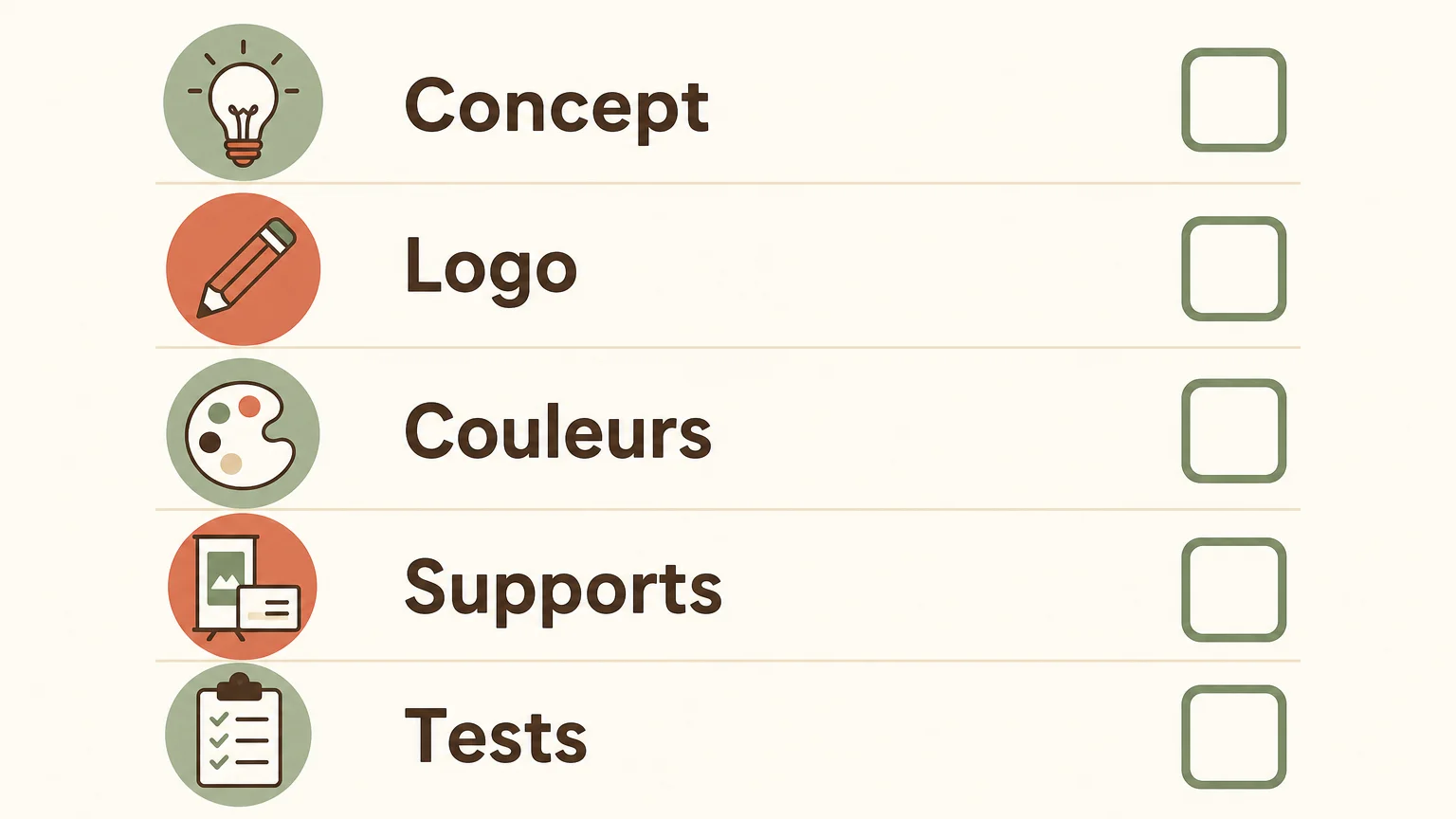 Checklist en français pour valider les éléments d’une charte graphique de restaurant